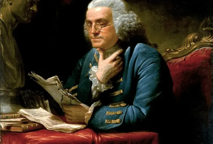benjamin-franklin-working-at-his-desk-productivity-routine