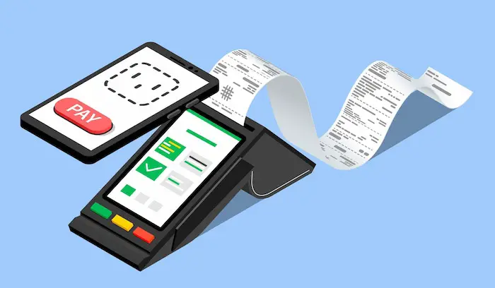 receipt-bill-isometric-contactless-payment-terminal-system-illustration