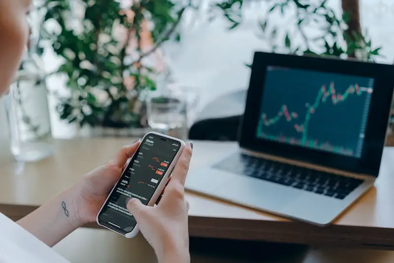 Businessperson Using Her Smartphone Crypto Trading