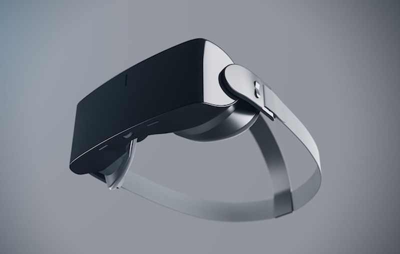 modern black vr headset on abstract dark background