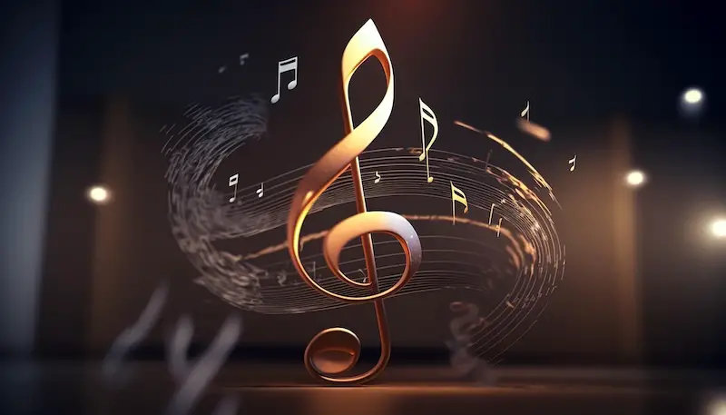 musical background with a treble clef and notes