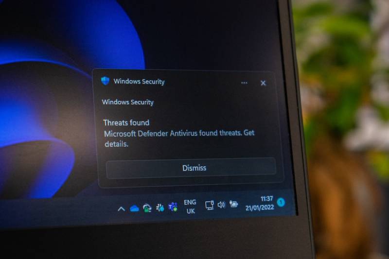 Windows laptop Microsoft Defender Antivirus threats alert