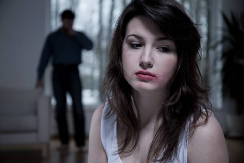 Young Woman Man In Background Red Flags in Relationship