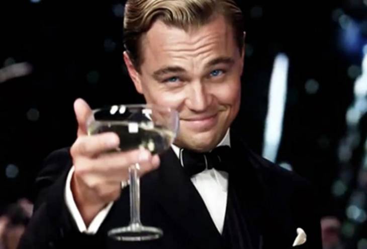 Leonardo DiCaprio in The Great Gatsby raised glass daily success habits