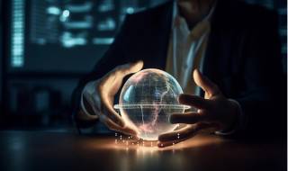 man holding glowing sphere futuristic concept innovation