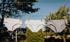 Underwear Drying On Rope with Clothespins - Image for Health Benefits of Underwear
