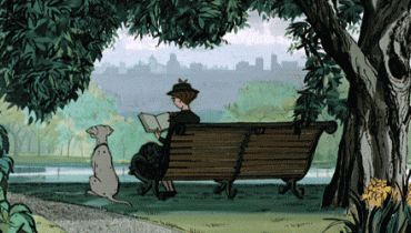 cartoon-dog-woman-sitted-on-bench-reading-correct-posture